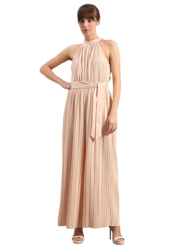 VERO MODA Women's Fit and Flare Beige Jumpsuit