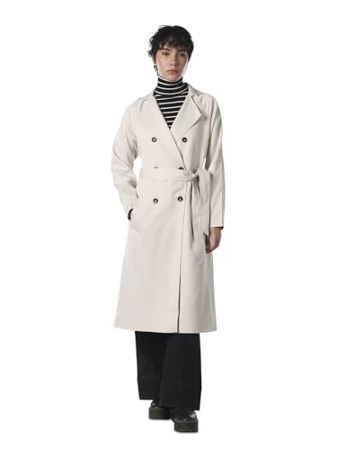 ONLY Women's Solid Loose Fit White Coat