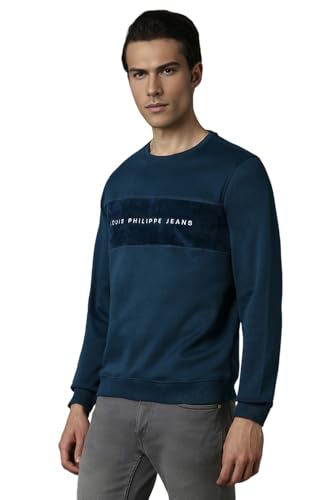 Louis Philippe Men Casual Navy Solid Sweatshirt