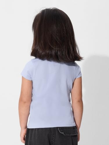 The Souled Store Aqua Life Girls Short Sleeves Round Neck Blue Printed Regular Fit Cotton T-Shirts (2-8 Yrs)