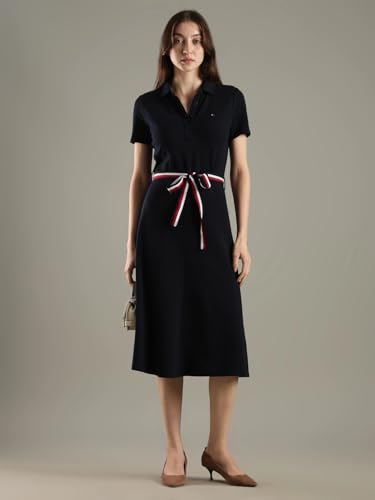 Cotton Polo Collar Midi Dress