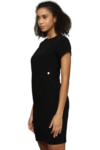 Allen Solly Women's Polyester Modern Mid-Thigh Length Dress (AHDRWRGFZ33516_Black