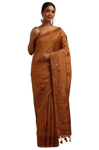 Soch Womens Navy Blue Tussar Zari Woven Saree