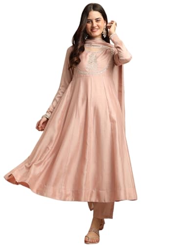 MOKOSH Women's Silk Kurta & Pant with Dupatta Set (417-03-XS_Rose Pink)