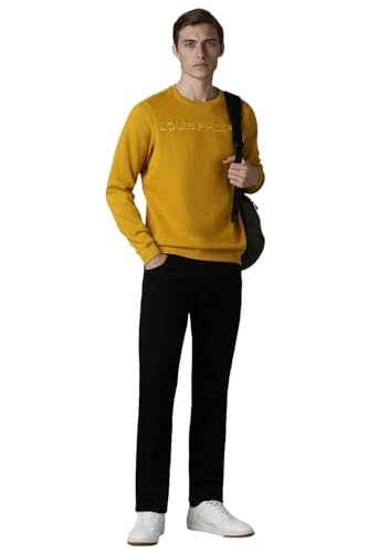 Louis Philippe Men Casual Yellow Embroidered Sweatshirt