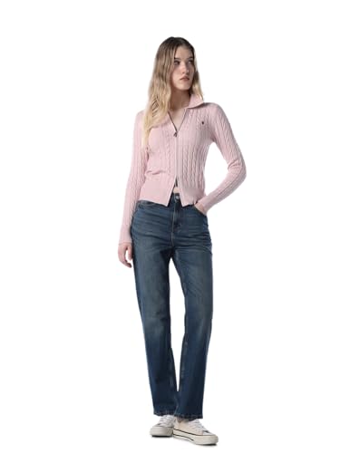 ONLY Women's Solid Straight Fit High-Rise Blue Jeans