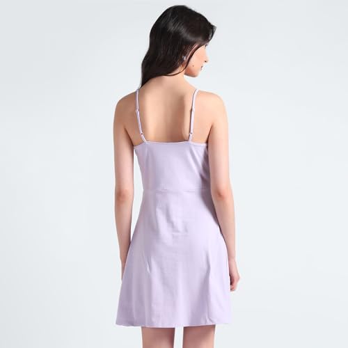 Tommy Hilfiger Cotton Purple Solid Shoulder Straps Shoulder Straps Women Essential Strappy Flare Dress (M)