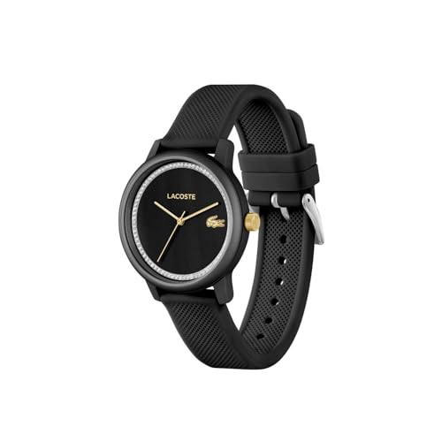 Lacoste Lacoste.12.12 Go Qtz Basic Black Round Dial Women's Watch|Black Silicone Material|Multi Color Band - 2001310
