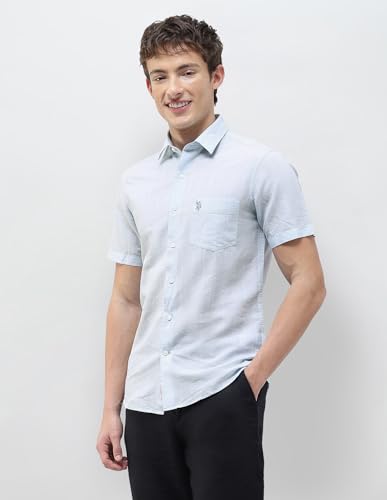 U.S.Polo Association Men's Vertical Striped Regular Fit Shirt (USSHT3360H_Blue_46)