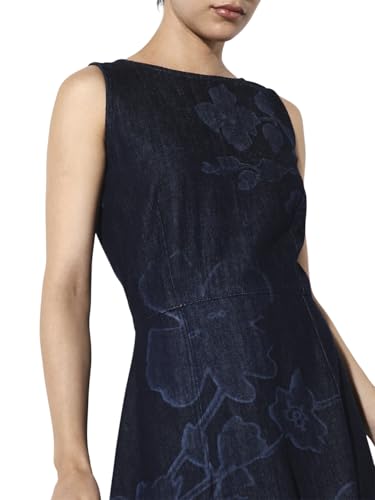 ONLY Women's Cotton Fit and Flare Maxi Dress (9021633-Dark Dark Blue Denim