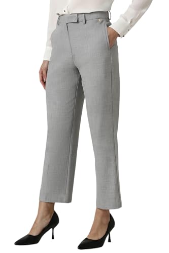 Van Heusen Women Grey Textured Formal Regular Fit Trousers
