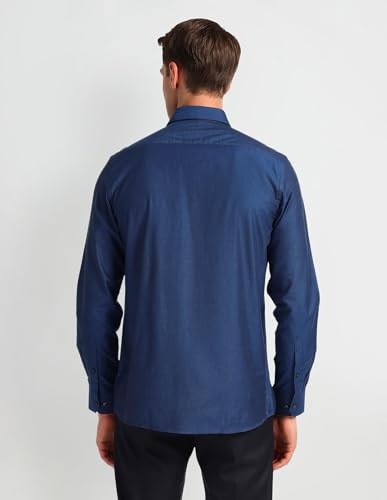 Arrow Men's Solid Slim Fit Shirt (ARAEOSH1662_Blue