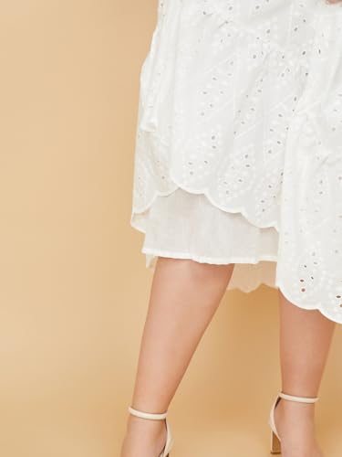 Max Women's Cotton Blend A-Line Below The Knee Dress (DTI3804P_Ivory