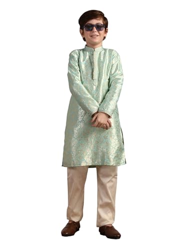 Manyavar Boys Green Brocade Kurta Pyjama Set(2-3 years)
