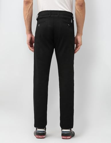 U.S.Polo Association Men's Textured Denver Slim Fit Trousers (USTRO012D_Black_36)