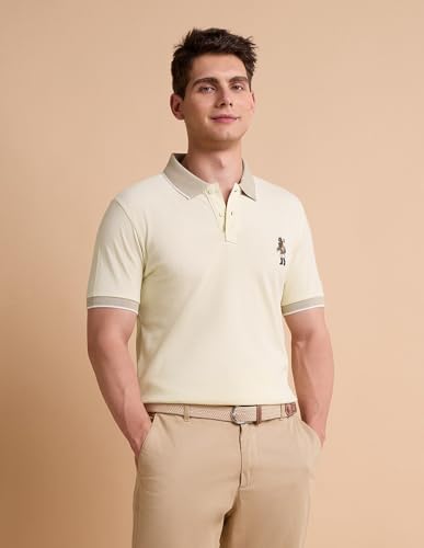 U.S. POLO ASSN. Men's Solid Pure Cotton Polo Shirt Beige