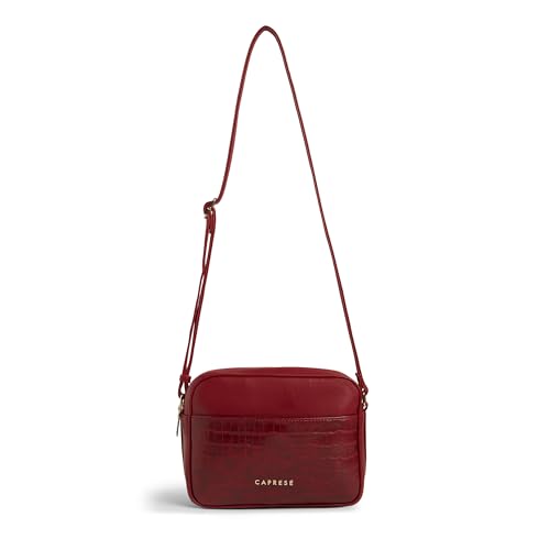 Caprese Minato Sling Medium Bag for Women | Stylish Bag with Adjustable Strap, Secure Zip Closure for Comfortable Wear | Versatile Handbag for Everyday Use, Travel & Special Occasions (Cherry Red)