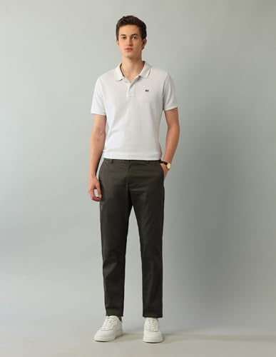 Arrow Men's Printed Slim Fit Acrylic Casual Trouser Olive