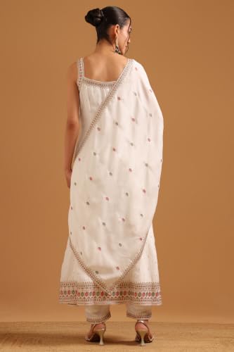 Soch Womens Off White Vichitra Embroidered Sequin Detail Salwar Suit