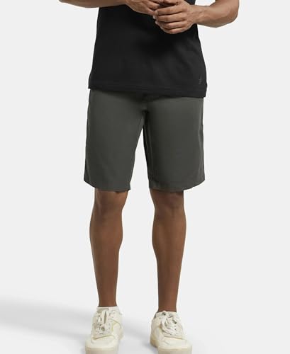 Jockey Men's Straight Fit Shorts (1203_Forest Green_Medium)