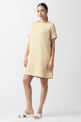 Van Heusen Women's Polyester Modern Knee-Length Dress (VWDRFRGFA28838_Beige