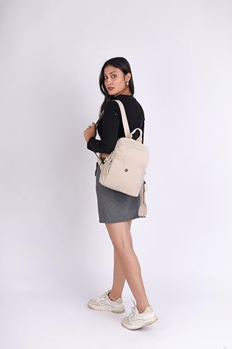 12o12 Women Travel Backpack, Multiple Pockets, Smart Organization, Lightweight Casual Daypack | Fashion Shoulder Sling Handbag Stylish for Travel, Work, Office, Picnic, Shopping College (Beige)