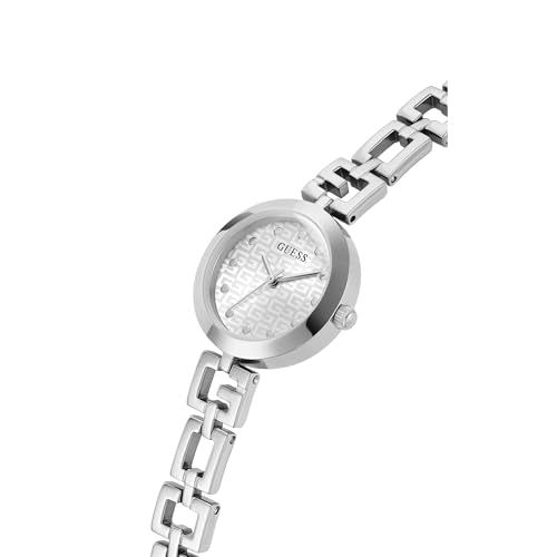 Guess Gb Lady G Analog Watch for Women with Silver Round Dial & Silver Stainless Steel Bracelet Band Water Resistant Women's Wrist Watches - GW0549L1