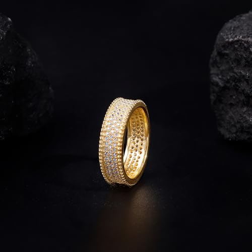 GIVA 925 Silver Golden Bold Edge Ring For Him, Fixed Size, Indian -17 | Gifts for Men and Boys | With Certificate of Authenticity and 925 Stamp | 6 Months Warranty