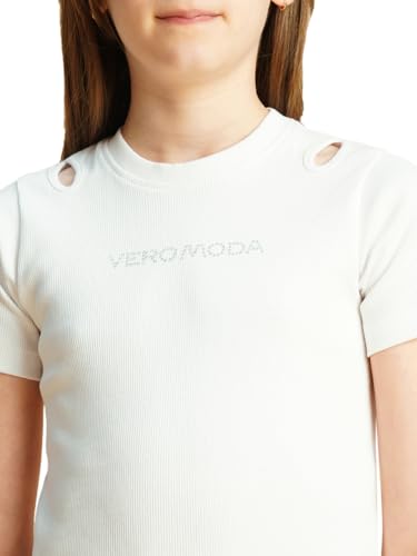 VERO MODA Girls Regular Fit White T-Shirt