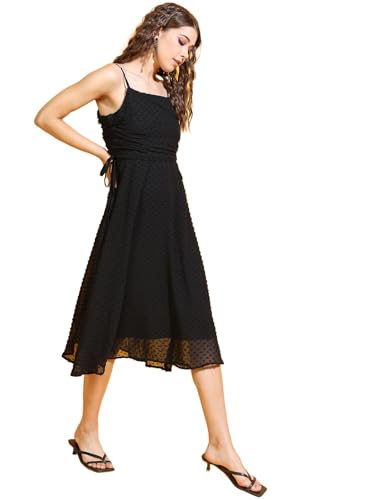 Tokyo Talkies Women Square Neck Sleeveless Midi Dress TTJ6007133 Black S