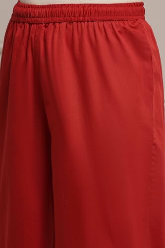 Biba Women Red Chanderi Embroidered Kalidar Suit Set_36