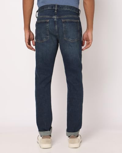 GAP Men’s Mid Wash Slim Fit Tapered Stretchable Jeans, Indigo,28/32