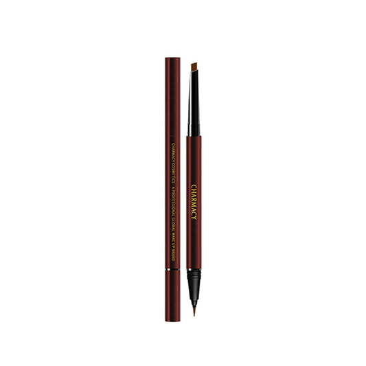 Charmacy Milano Duo Eyebrow Filler and Eyeliner Sketch (Dark Brunette) - 0.6 ml, Water Proof, Smudge Proof, Mess-Free Eyeliner, Precision & Control, Natural Brows