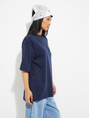 Max Alaya F x URB_N Women Back Printed T-Shirt (Blue_XL)
