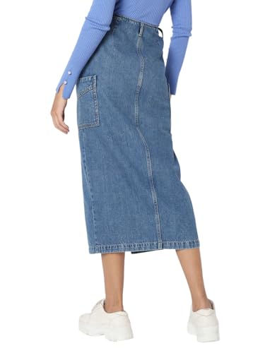 VERO MODA Women Straight Fit High-Rise Blue Skirt