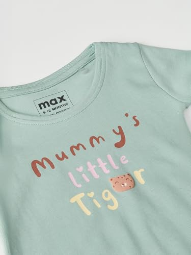 Max Girls Printed T-Shirt - Pack of 3 (Green_12-18 M)