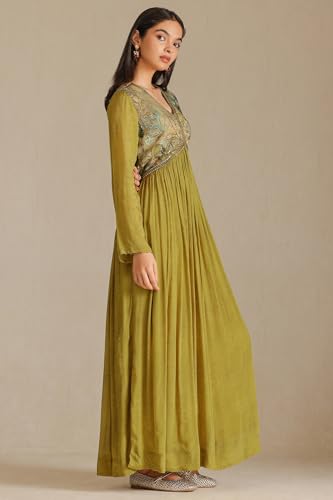 Soch Women's Chinon Maxi Dress (RSD-CWS5KU61334_Olive