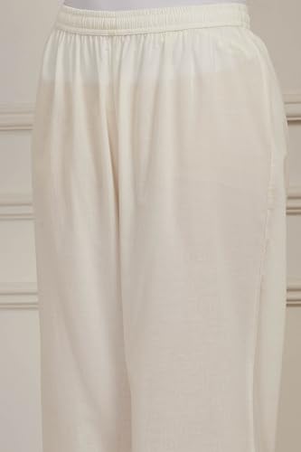 Biba Women White Poly Chanderi Straight Suit Set_36