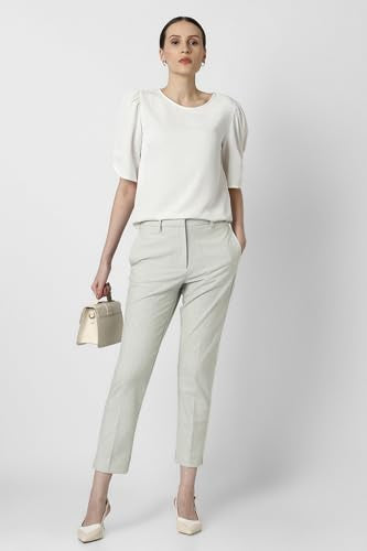 Van Heusen Women Grey Print Formal Trousers