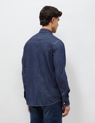 U.S. Polo Assn. Denim Co. Men's Solid Slim Fit Shirt (UDSHT1926_Dark Indigo