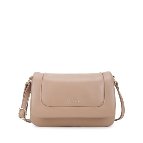 Fastrack Poppy Beige Sling | Beige | Faux Leather Crossbody Bag | Spacious Compartment with Organizer Pockets | Adjustable Strap | Coin Pocket Charm | Zipper & Magnetic Flap Closure