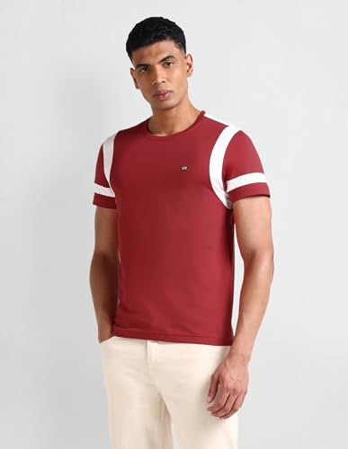 Arrow Sport Mens Red Solid Crew Neck Short Sleeve Men's T-Shirts & Polos (ASAEOTS5128_Red_XL)