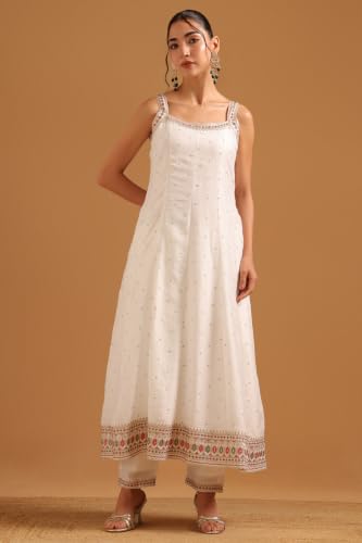 Soch Womens Off White Vichitra Embroidered Sequin Detail Salwar Suit