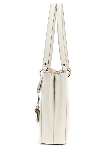 GUESS Off White Quilted Aldina Noel Tote Bag
