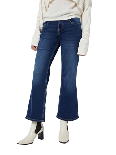 Max Women Washed Kick Flare Jeans(Blue_34)