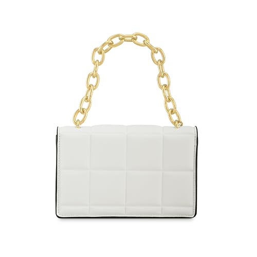 Fastrack PU Quilted Satchel for Women, Girls and Ladies | with Gold Metal Chain and detachable sling strap