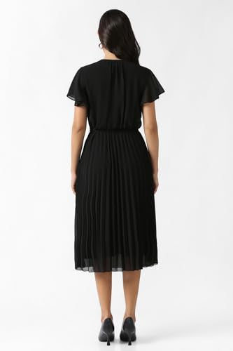 Women Black Solid Party Dress