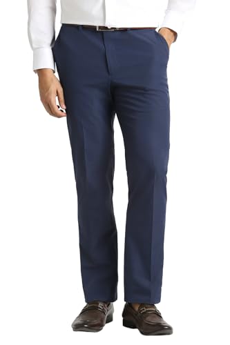 Men Navy Solid Trousers