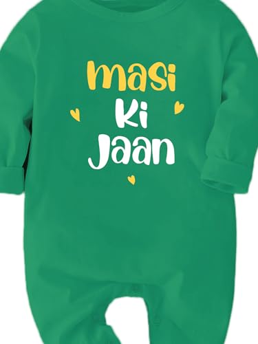 Zeezeezoo Maasi Ki Jaan New born Full-Sleeves Baby Romper Bodysuit Onesie Clothes Dress Masi and Baby Theme 3-6 Months