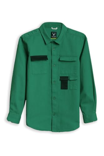 Boys Green Textured Casual Shirt